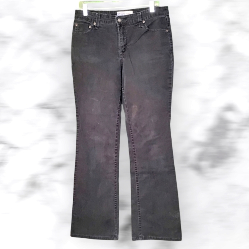 LEVI Signature Natural Waist Boot Cut Black Jeans Rare Size 12 Long